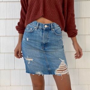 Zara Distressed Denim Skirt